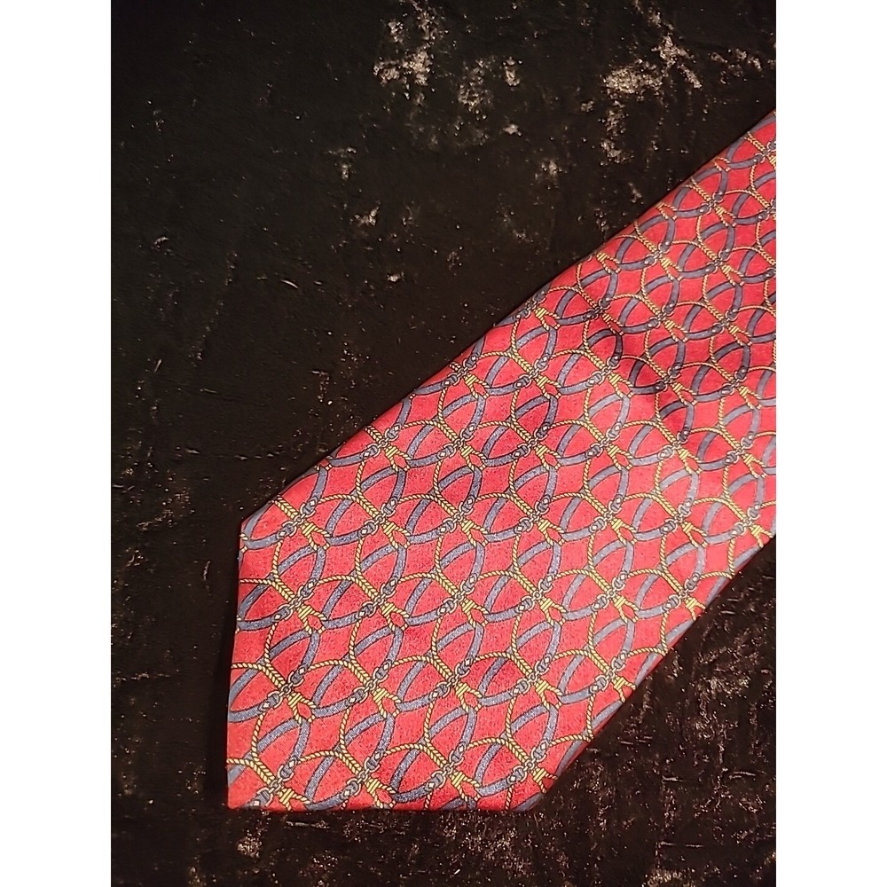Vintage Etienne Aigner Mens Neck‎ Tie Red Blue Chain Professional Suit